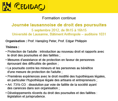 Journée lausannoise de droit des poursuites